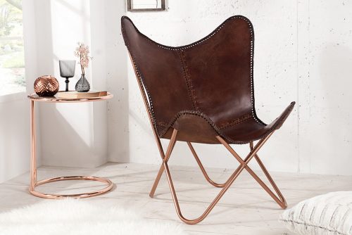 Krzesło ze skóry Butterfly Brown