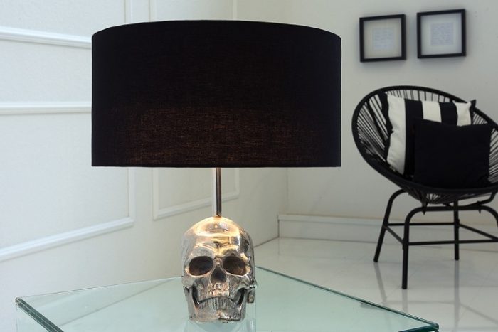 Lampa stołowa SKULL 44cm czarna czaszka