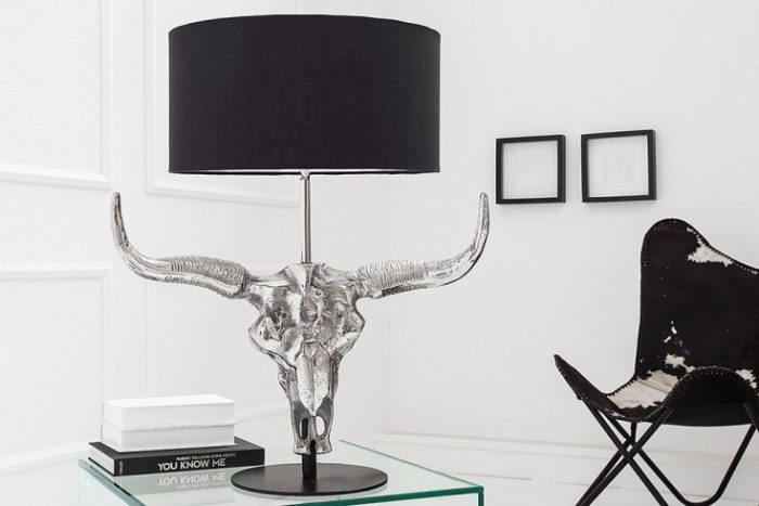 Lampa stołowa EL TORO 68cm czarna głowa byka