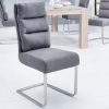 Ekskluzywne krzesło COMFORT szare na płozach ze stali szczotkowanej