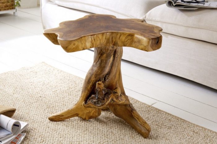 Masywny stolik ROOT 40cm z drewna tekowego