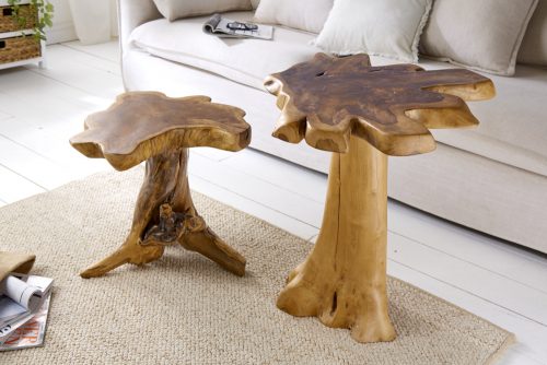 Masywny stolik ROOT 60cm  z drewna tekowego