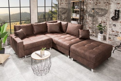 Nowoczesna sofa narożna   KENT 220cm w kolorze brązowym