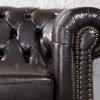 Sofa Chesterfield 2-osobowa ciemnobrązowa z przeszyciami na guziki