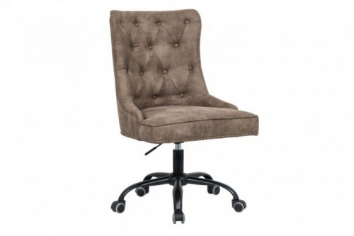 Krzesło biurowe VICTORIAN  jasnobrązowe z podłokietnikiem pikowania chesterfield