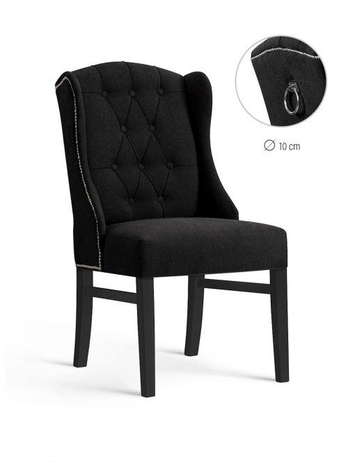 Krzesło ROYAL czarne pikowane z koładką