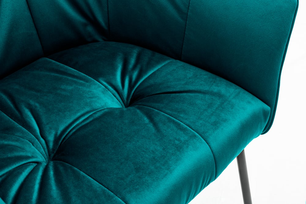 Krzesło LOFT aksamit turkusowe z podłokietnikiem