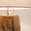 Stołowa lampa ROOTS 75cm szary abażur drewno tekowe