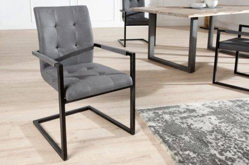 krzesło wspornikowe OXFORD w stylu industrialnym szare rama czarna