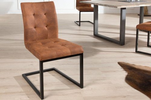 Designerskie krzesło wspornikowe OXFORD brązowe żelazna rama
