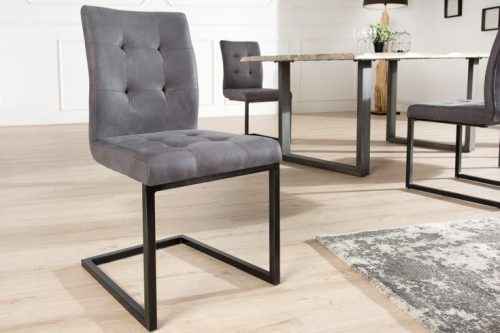 Designerskie krzesło wspornikowe OXFORD szare żelazna rama