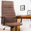 Krzesło biurowe LAZIO brązowe z podłokietnikami