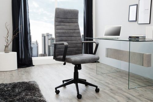 Regulowane krzesło biurowe LAZIO szare z podłokietnikami