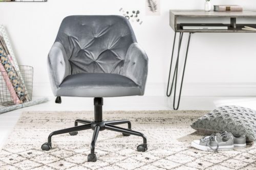 Krzesło biurowe z regulacją DUTCH eleganckie pikowania szare