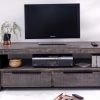 Masywny stolik TV IRON CRAFT  130cm drewno mango szara