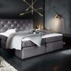 Eleganckie łóżko sprężynowe ELEGANCIA 180×200 cm aksamit szare