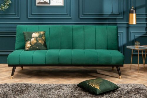 Elegancka 3-osobowa sofa PETIT BEAUTÉ 180 cm szmaragdowo-zielona aksamit