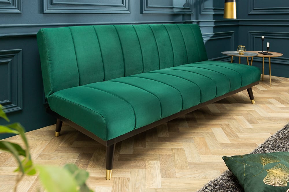 Sofa PETIT BEAUTÉ 180 cm szmaragdowo-zielona aksamit
