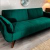 Sofa DIVANI 215cm zielona rozkładana aksamit Retro