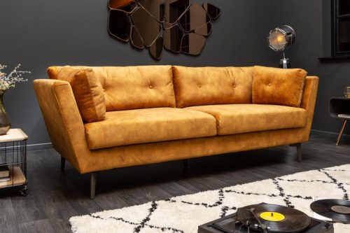 Sofa MARVELOUS 220 cm aksamit musztardowy żółty
