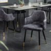 Eleganckie krzesło PARIS szare aksamitne ozdobne pikowanie