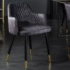 Krzesło PARIS szare aksamitne ozdobne pikowanie