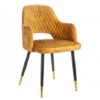 Eleganckie krzesło PARIS musztardowo-żółte aksamitne ozdobne pikowanie