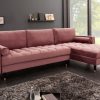 Sofa narożna VELVET 260 cm różowa aksamitna