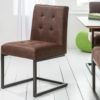 Krzesło na płozie RIDER vintage brązowe