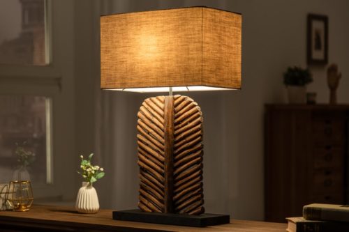 Lampa stołowa LEAF 64cm drewno longan