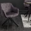 Krzesło obrotowe EUPHORIA z ciemnoszarego aksamitu w stylu retro