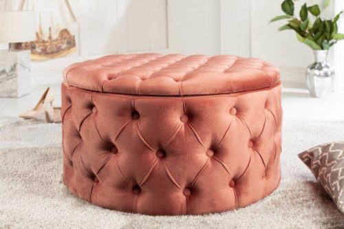 Elegancki stolik kawowy / taboret MODERN BAROQUE 75cm różowy