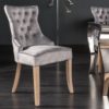 Krzesło CASTLE w stylu rustykalnym z lnu w kolorze szarym