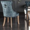 Krzesło CASTLE w stylu rustykalnym z lnu w kolorze morskim