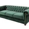 3-osobowa sofa w kolorze butelkowej zieleni styl Chesterfield
