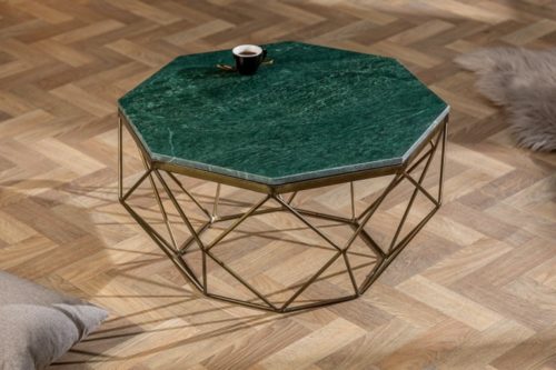 Elegancki stolik kawowy DIAMOND 69cm w kolorze zielonego marmuru