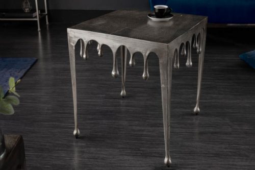 Ekstrawagancki stolik kawowy LIQUID LINE L 46cm srebrny