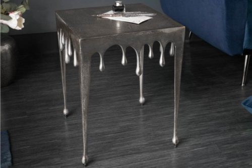 Ekstrawagancki stolik kawowy LIQUID LINE S 34 cm srebrny