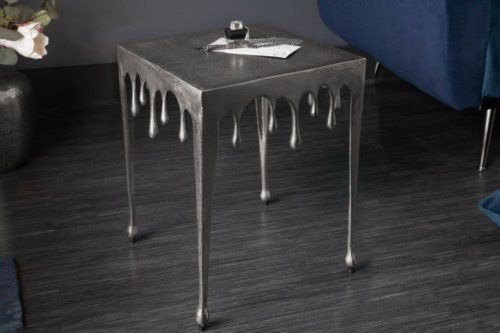 Ekstrawagancki stolik kawowy LIQUID LINE S 34 cm srebrny