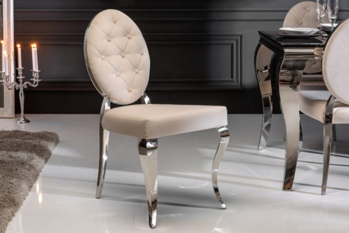 Stylowe krzesło aksamitne MODERN BAROCK beżowe