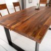 Industrialny stół do jadalni IRON CRAFT 140 cm drewno Sheesham