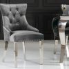 Eleganckie krzesło CASTLE Chesterfield szare aksamit