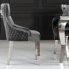 Eleganckie krzesło CASTLE Chesterfield szare aksamit
