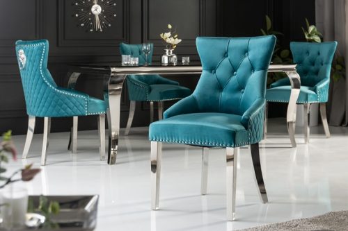 Eleganckie krzesło CASTLE Chesterfield turkusowe