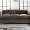 Sofa 3-osobowa Chesterfield 205 cm vintage szara