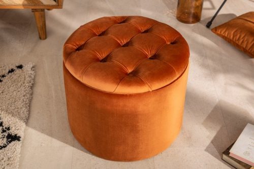 Pufa MODERN BAROQUE 50cm pomarańczowo-brązowy aksamitny