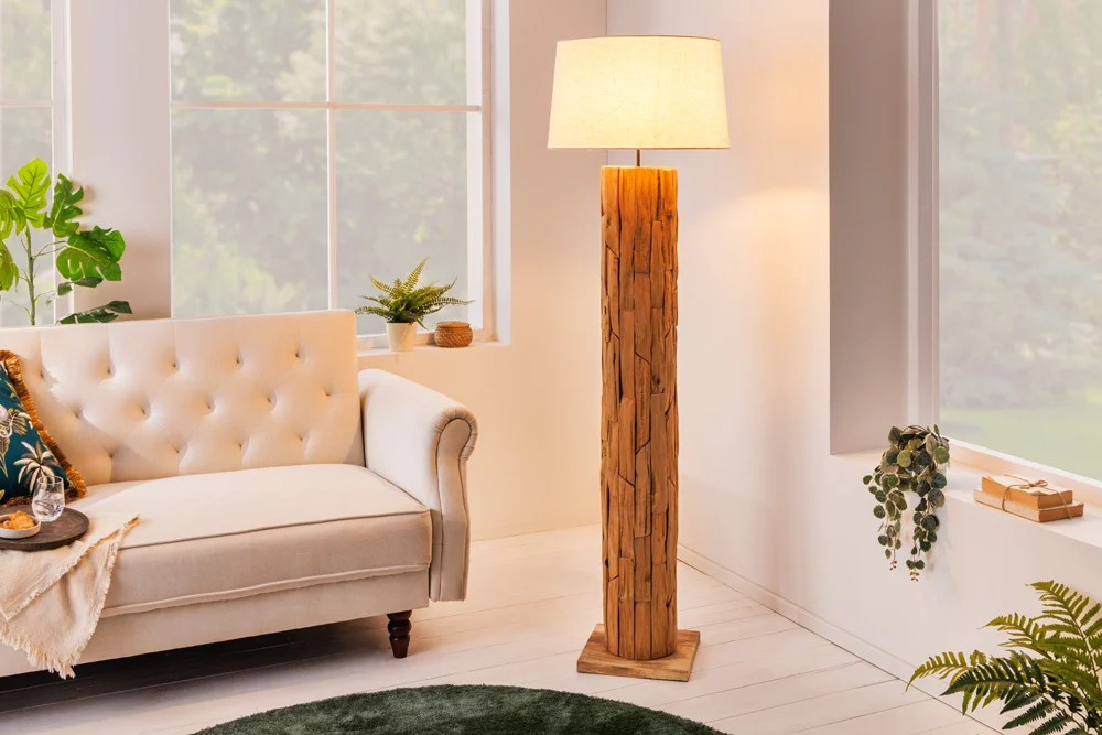 Lampa podłogowa ROOTS 160 cm drewno tekowe