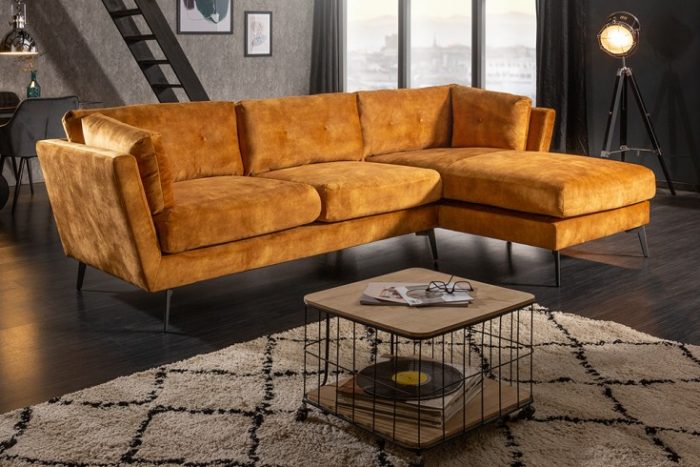 Sofa narożna MARVELOUS 273cm musztardowo-żółty
