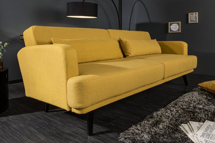 Sofa 3-osobowa STUDIO 210cm musztardowa z funkcją spania