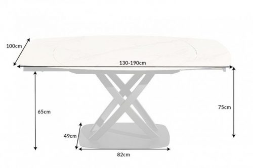 Stół INCEPTION 130-190 cm biały, ceramiczny
